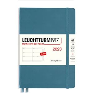 LEUCHTTURM1917 365948 Weekly Planner Medium (A5) 2023, 12 Months, Stone Blue, English LEUCHTTURM1917 365948 Weekly Planner Medium (A5) 2023, 12 Months, Stone Blue, English