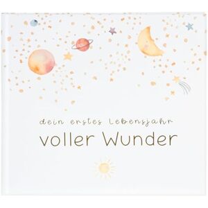 Goldbuch 50 498 Baby Diary Full of Wonders Space White, Memory Album with 100 Illustrated Pages, Cover with Gold Embossing and Night Sky Motif, Baby Album Approx. 24.5 x 22.5 x 3.5 cm Goldbuch 50 498 Baby Diary Full of Wonders Space White, Memory Album with 100 Illustrated Pages, Cover with Gold Embossing and Night Sky Motif, Baby Album Approx. 24.5 x 22.5 x 3.5 cm