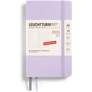 LEUCHTTURM1917 370528 Weekly Calendar & Notebook 2025, Pocket A6 Softcover 12-Month Planner, 80 g, Lined Lilac LEUCHTTURM1917 370528 Weekly Calendar & Notebook 2025, Pocket A6 Softcover 12-Month Planner, 80 g, Lined Lilac
