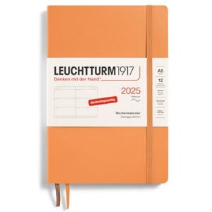 LEUCHTTURM1917 370566 Weekly Planner 2025, Medium A5 Softcover 12-Month Planner, 80 g, Lined Apricot LEUCHTTURM1917 370566 Weekly Planner 2025, Medium A5 Softcover 12-Month Planner, 80 g, Lined Apricot