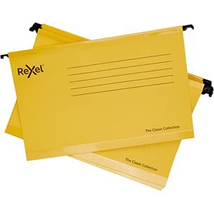 Rexel Classic Foolscap Reinforced Suspension Files for Filing Cabinets, 15 mm V base, 100 Percent Recycled Card, Yellow, Pack of 25, 2115593 Rexel Classic Foolscap Reinforced Suspension Files for Filing Cabinets, 15 mm V base, 100 Percent Recycled Card, Yellow, Pack of 25, 2115593