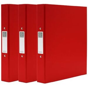 Exacompta A4 Ring Binder, 30mm Spine, 2 Ring, Document Folder, Assorted, Pack of 3 in Red, Stationery Folders for Filing Paperwork and Document Organisation 226/0008Z Exacompta A4 Ring Binder, 30mm Spine, 2 Ring, Document Folder, Assorted, Pack of 3 in Red, Stationery Folders for Filing Paperwork and Document Organisation 226/0008Z