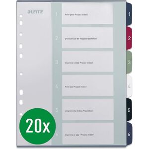Leitz 1-6 Index, A4, PC Printable, Heavy Duty Plastic, Extra Wide, 12360000 Leitz 1-6 Index, A4, PC Printable, Heavy Duty Plastic, Extra Wide, 12360000