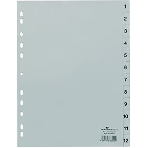 Durable Numeric Register Index A4 Embossed Tabs 1-12 Made From PP Grey Pack of 25 Perfect for Organising Important Document Durable Numeric Register Index A4 Embossed Tabs 1-12 Made From PP Grey Pack of 25 Perfect for Organising Important Document
