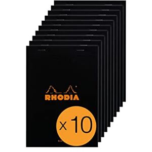 Rhodia 160009C Stapled Notepad N°16 Black A5 80 Detachable Sheets Plain White Clairefontaine Paper 80 g/m² Coated Card Cover Pack of 10 pads Rhodia 160009C Stapled Notepad N°16 Black A5 80 Detachable Sheets Plain White Clairefontaine Paper 80 g/m² Coated Card Cover Pack of 10 pads