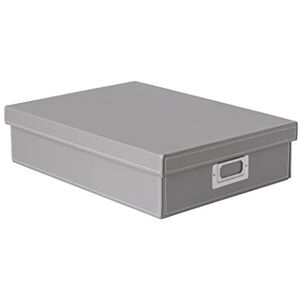 Osco Faux Leather A4 Document Storage Box with Lid, Stackable Desk Paperwork Organiser for A4 Files Envelopes, Durable Filing Solution for Home or Office, 8.5×25×33.5 cm, Grey Osco Faux Leather A4 Document Storage Box with Lid, Stackable Desk Paperwork Organiser for A4 Files Envelopes, Durable Filing Solution for Home or Office, 8.5×25×33.5 cm, Grey