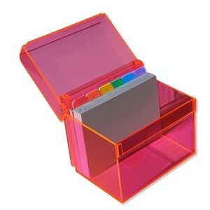 Osco Medium Neon Acrylic Index Box, A to Z Divider Tabs, 100 Lined Note Cards, Ruled Revision Flash Cards, Recipe Notes, Office Contacts Filing, Desktop Organiser, Holds 6" × 4" Cards (148 × 105 mm) Osco Medium Neon Acrylic Index Box, A to Z Divider Tabs, 100 Lined Note Cards, Ruled Revision Flash Cards, Recipe Notes, Office Contacts Filing, Desktop Organiser, Holds 6" × 4" Cards (148 × 105 mm)