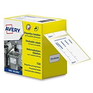 Avery Roll of 150 pre-Printed Water-Soluble Food traceability Labels for Restaurant or Home – 70 x 40 mm Avery Roll of 150 pre-Printed Water-Soluble Food traceability Labels for Restaurant or Home – 70 x 40 mm