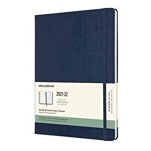 Moleskine 18-Month Weekly Planner/Diary, Weekly Planner 2021/2022, Weekly Notebook with Hard Cover and Elastic Closure, Size X-Large 19 x 25 cm, Colour Sapphire Blue, 208 Pages Moleskine 18-Month Weekly Planner/Diary, Weekly Planner 2021/2022, Weekly Notebook with Hard Cover and Elastic Closure, Size X-Large 19 x 25 cm, Colour Sapphire Blue, 208 Pages