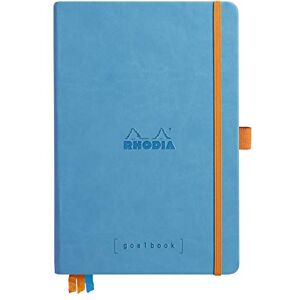 Rhodia 118777C Turquoise Bullet Journal Goalbook Rigid Notebook A5 Dotted Dot 240 Pages 90g Ivory Clairefontaine Paper 3 Ribbons, Elastic Closure Faux Leather Cover Rhodia 118777C Turquoise Bullet Journal Goalbook Rigid Notebook A5 Dotted Dot 240 Pages 90g Ivory Clairefontaine Paper 3 Ribbons, Elastic Closure Faux Leather Cover