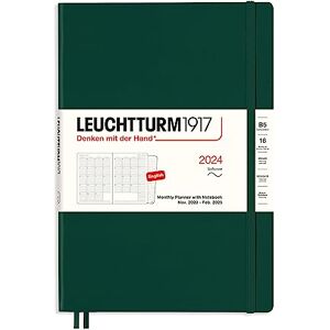 LEUCHTTURM1917 367561 Monthly Planner with Notebook Soft Cover Composition (B5) 2024, 16 Months, Forest Green, English LEUCHTTURM1917 367561 Monthly Planner with Notebook Soft Cover Composition (B5) 2024, 16 Months, Forest Green, English