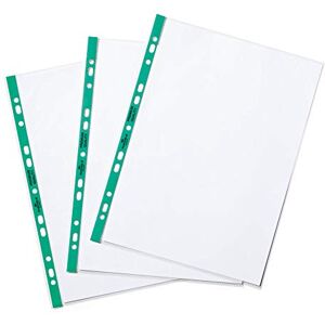 Durable Punched Pocket A4, Open Top, Crystal Clear, 90 my, Transparent with Green Perforated Spine, 100 Pieces Durable Punched Pocket A4, Open Top, Crystal Clear, 90 my, Transparent with Green Perforated Spine, 100 Pieces