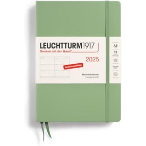 LEUCHTTURM1917 370545 Weekly Planner 2025, Medium A5 Hardcover 12 Month Planner, 80 g, Lined Sage LEUCHTTURM1917 370545 Weekly Planner 2025, Medium A5 Hardcover 12 Month Planner, 80 g, Lined Sage