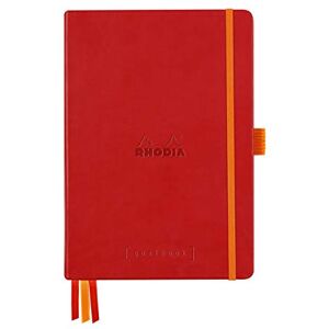 Rhodia 118582C Bullet Journal Goalbook Rigid Notebook Poppy A5 Dotted Dot 240 Pages 90g White Clairefontaine Paper 3 Ribbons, Elastic Closure Faux Leather Cover Rhodia 118582C Bullet Journal Goalbook Rigid Notebook Poppy A5 Dotted Dot 240 Pages 90g White Clairefontaine Paper 3 Ribbons, Elastic Closure Faux Leather Cover