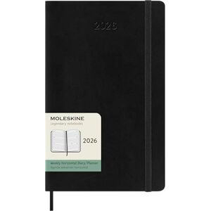 Moleskine Weekly Planner, Horizontal Weekly Agenda 2026 12 Months, With Soft Cover and Elastic Closure, Large Format 13x21, Black Color Moleskine Weekly Planner, Horizontal Weekly Agenda 2026 12 Months, With Soft Cover and Elastic Closure, Large Format 13x21, Black Color