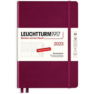 LEUCHTTURM1917 365774 Weekly Planner Medium (A5) 2023, 12 Months, Port Red, German LEUCHTTURM1917 365774 Weekly Planner Medium (A5) 2023, 12 Months, Port Red, German