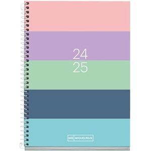 Miquelrius School Diary 2024-2025, September 24 to June 25, 117 x 174 mm, Day Page Agenda, Lined Cardboard Cover, 2024 2025, White Metallic Spiral, Catalan and English, Write Stripes Miquelrius School Diary 2024-2025, September 24 to June 25, 117 x 174 mm, Day Page Agenda, Lined Cardboard Cover, 2024 2025, White Metallic Spiral, Catalan and English, Write Stripes