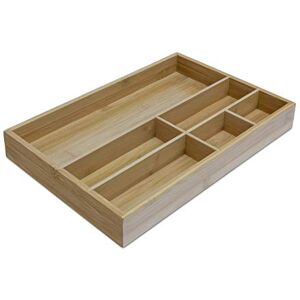 Osco Bamboo Drawer Organiser Tray for Home & Office, Natural Bamboo Drawer Divider & Tidy Storage Jewellery, Stationery, Cutlery & Utensils Organizer, Compact Sustainable Design, H4.5xW33xD22.6 cm Osco Bamboo Drawer Organiser Tray for Home & Office, Natural Bamboo Drawer Divider & Tidy Storage Jewellery, Stationery, Cutlery & Utensils Organizer, Compact Sustainable Design, H4.5xW33xD22.6 cm