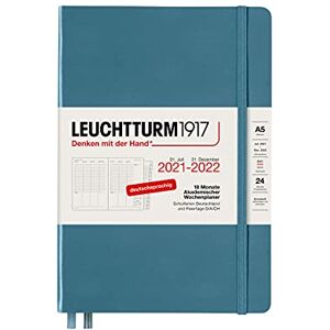 LEUCHTTURM1917 363657 Academic Weekly Planner 2022 Hardcover Medium (A5), 18 Months, Stone Blue, German LEUCHTTURM1917 363657 Academic Weekly Planner 2022 Hardcover Medium (A5), 18 Months, Stone Blue, German