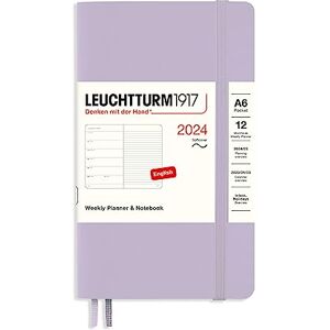 LEUCHTTURM1917 367792 Weekly Calendar & Notebook Softcover Pocket (A6) 2024, 12 Months, Lilac, English LEUCHTTURM1917 367792 Weekly Calendar & Notebook Softcover Pocket (A6) 2024, 12 Months, Lilac, English