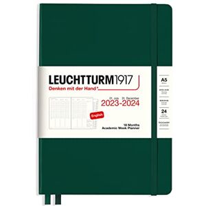 LEUCHTTURM1917 367547 Academic Weekly Planner Medium (A5) 2024, 18 Months, Forest Green, English LEUCHTTURM1917 367547 Academic Weekly Planner Medium (A5) 2024, 18 Months, Forest Green, English