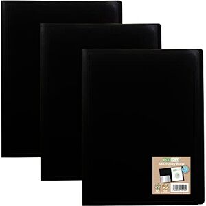 eco-eco A4 100% Recycled 40 Pocket Black Flexible Cover Portfolio Book Folder Display Book (Pack of 3), eco018x3 eco-eco A4 100% Recycled 40 Pocket Black Flexible Cover Portfolio Book Folder Display Book (Pack of 3), eco018x3