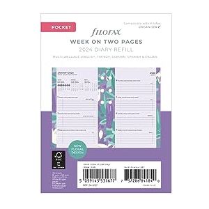 Filofax Pocket Illustrated Floral Week on 2 Pages 2022 Diary Pack Filofax Pocket Illustrated Floral Week on 2 Pages 2022 Diary Pack