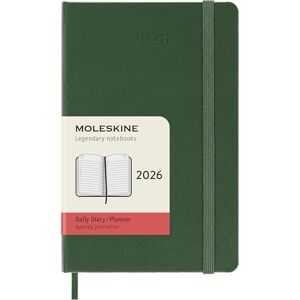 Moleskine Daily Planner, Daily Agenda 2026 12 Months, With Hard Cover and Elastic Closure, Pocket Size 9x14, Green Color Moleskine Daily Planner, Daily Agenda 2026 12 Months, With Hard Cover and Elastic Closure, Pocket Size 9x14, Green Color