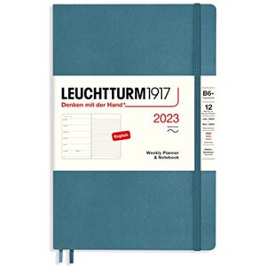 LEUCHTTURM1917 365919 Weekly Calendar & Notebook Softcover Paperback (B6+) 2023, 12 Months, Stone Blue, English LEUCHTTURM1917 365919 Weekly Calendar & Notebook Softcover Paperback (B6+) 2023, 12 Months, Stone Blue, English