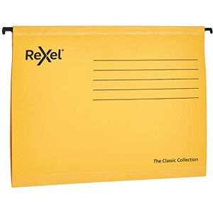 Rexel Classic A4 Reinforced Suspension Files for Filing Cabinets, 15 mm V base, 100 Percent Recycled Card, Yellow, Pack of 25, 2115588 Rexel Classic A4 Reinforced Suspension Files for Filing Cabinets, 15 mm V base, 100 Percent Recycled Card, Yellow, Pack of 25, 2115588