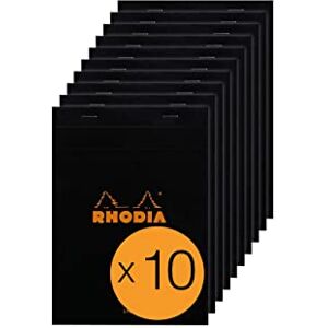 Rhodia 166009C Stapled Notepad N°16 Black A5 Lined 80 Detachable Sheets White Clairefontaine Paper 80 g/m² Coated Card Cover Pack of 10 pads Rhodia 166009C Stapled Notepad N°16 Black A5 Lined 80 Detachable Sheets White Clairefontaine Paper 80 g/m² Coated Card Cover Pack of 10 pads