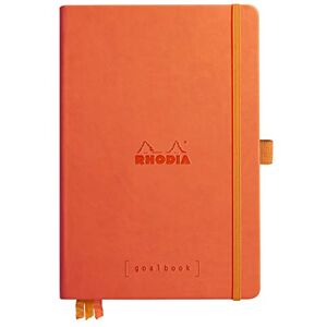 Rhodia 118784C Tangerine Bullet Journal Goalbook Rigid Notebook A5 Dotted Dot 240 Pages 90g Ivory Clairefontaine Paper 3 Ribbons, Elastic Closure Faux Leather Cover Rhodia 118784C Tangerine Bullet Journal Goalbook Rigid Notebook A5 Dotted Dot 240 Pages 90g Ivory Clairefontaine Paper 3 Ribbons, Elastic Closure Faux Leather Cover