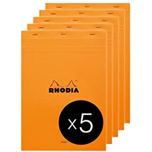 Rhodia 18600C Stapled Notepad N°18 Orange A4 Ruled 80 Detachable Sheets White Clairefontaine Paper 80 g/m² Coated Card Cover Pack of 5 pads Rhodia 18600C Stapled Notepad N°18 Orange A4 Ruled 80 Detachable Sheets White Clairefontaine Paper 80 g/m² Coated Card Cover Pack of 5 pads
