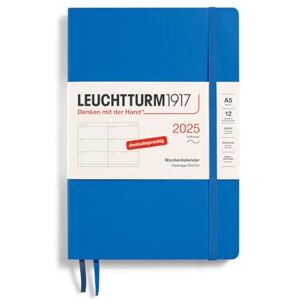 LEUCHTTURM1917 370569 Weekly Planner 2025, Medium A5 Softcover, 12-Month Planner, 80 g, Lined Sky LEUCHTTURM1917 370569 Weekly Planner 2025, Medium A5 Softcover, 12-Month Planner, 80 g, Lined Sky