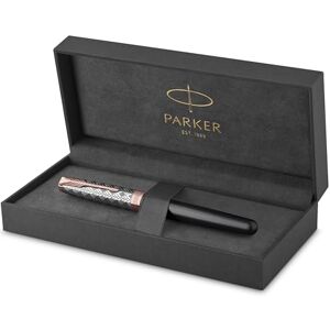 PARKER Sonnet Fountain Pen Premium Metal and Grey Satin Finish with Rose Gold Trim Fine 18k Gold Nib with Black Ink Cartridge Gift Box PARKER Sonnet Fountain Pen Premium Metal and Grey Satin Finish with Rose Gold Trim Fine 18k Gold Nib with Black Ink Cartridge Gift Box