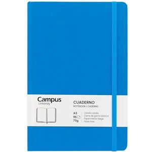 Campus A5 Notebook, Bullet Journal with Smooth Sheets, Stitched Hardcover Notebook with 96 75 g Sheets, Elastic Closure, Pocket and Bookmark. (A5, Plain, Sky Blue) Campus A5 Notebook, Bullet Journal with Smooth Sheets, Stitched Hardcover Notebook with 96 75 g Sheets, Elastic Closure, Pocket and Bookmark. (A5, Plain, Sky Blue)