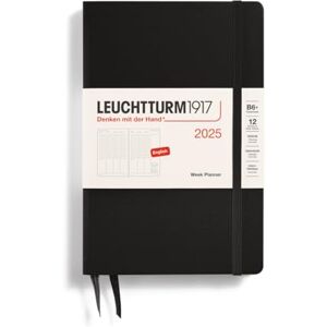LEUCHTTURM1917 371020 Weekly Planner 2025, Paperback B6+ Hardcover 12-Month Calendar, Lined Black, English LEUCHTTURM1917 371020 Weekly Planner 2025, Paperback B6+ Hardcover 12-Month Calendar, Lined Black, English