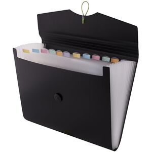 D.RECT A4 Document File Folder – 12-Pocket Organizer with Colour Labels – Black PP Storage Folder with Elastic Closure – Durable Expanding File for School, Office & Home D.RECT A4 Document File Folder – 12-Pocket Organizer with Colour Labels – Black PP Storage Folder with Elastic Closure – Durable Expanding File for School, Office & Home