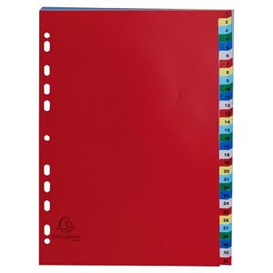 Exacompta Ref 93E Box of 20 Polypropylene Indexes with 31 Digitally Printed tabs from 1 to 31 in Colour Indexing Page for indexing Format to File A4-22.5 x 29.7 cm Exacompta Ref 93E Box of 20 Polypropylene Indexes with 31 Digitally Printed tabs from 1 to 31 in Colour Indexing Page for indexing Format to File A4-22.5 x 29.7 cm