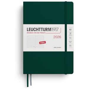 LEUCHTTURM1917 372783 Daily Planner Dotted Medium (A5) 2026, 12 Months, Forest Green, English LEUCHTTURM1917 372783 Daily Planner Dotted Medium (A5) 2026, 12 Months, Forest Green, English