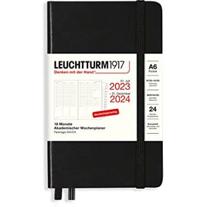 LEUCHTTURM1917 367558 Academic Weekly Planner Pocket (A6) 2024, 18 Months, Black, German LEUCHTTURM1917 367558 Academic Weekly Planner Pocket (A6) 2024, 18 Months, Black, German