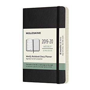Moleskine 18 Months Agenda Weekly 2019/2020, Academic Diary with Soft Cover and Elastic Closure, Black Colour, Pocket 9 x 14 cm, 208 Pages Moleskine 18 Months Agenda Weekly 2019/2020, Academic Diary with Soft Cover and Elastic Closure, Black Colour, Pocket 9 x 14 cm, 208 Pages