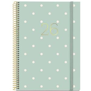 Miquelrius Week to View Diary 2026, Similar A5+ (155 x 213 mm), Weekly Planning, Hard Cardboard Cover, Spiral, Elastic Closure, Paper 80 g/m², ES-EN-PT, Polka Dots Miquelrius Week to View Diary 2026, Similar A5+ (155 x 213 mm), Weekly Planning, Hard Cardboard Cover, Spiral, Elastic Closure, Paper 80 g/m², ES-EN-PT, Polka Dots