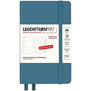 LEUCHTTURM1917 367744 Weekly Calendar & Notebook Pocket (A6) 2024, with Extra Book for Addresses and Anniversaries, Stone Blue, German, 12 Months LEUCHTTURM1917 367744 Weekly Calendar & Notebook Pocket (A6) 2024, with Extra Book for Addresses and Anniversaries, Stone Blue, German, 12 Months