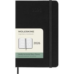 Moleskine Weekly Planner, Horizontal Weekly Agenda 2026 12 Months, With Hard Cover and Elastic Closure, Pocket Size 9x14, Black Color Moleskine Weekly Planner, Horizontal Weekly Agenda 2026 12 Months, With Hard Cover and Elastic Closure, Pocket Size 9x14, Black Color