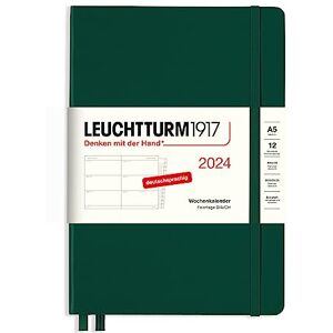 LEUCHTTURM1917 367607 Weekly Planner Medium (A5) 2024 with Extra Book for Addresses and Anniversaries for Addresses and Anniversaries, Forest Green, German, 12 Months LEUCHTTURM1917 367607 Weekly Planner Medium (A5) 2024 with Extra Book for Addresses and Anniversaries for Addresses and Anniversaries, Forest Green, German, 12 Months