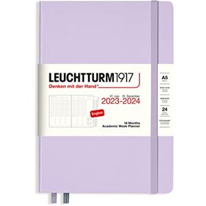 LEUCHTTURM1917 367549 Academic Weekly Planner Medium (A5) 2024, 18 Months, Lilac, English LEUCHTTURM1917 367549 Academic Weekly Planner Medium (A5) 2024, 18 Months, Lilac, English