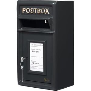 Assorted Collections Wall Mounted Post Box Classic Large Letter Box Lockable With 2 Keys, Heavy Duty Cast Iron Weatherproof Mailbox Easy To Install Keep 24x17x 44 cm, 11.8 kg (Black) Assorted Collections Wall Mounted Post Box Classic Large Letter Box Lockable With 2 Keys, Heavy Duty Cast Iron Weatherproof Mailbox Easy To Install Keep 24x17x 44 cm, 11.8 kg (Black)