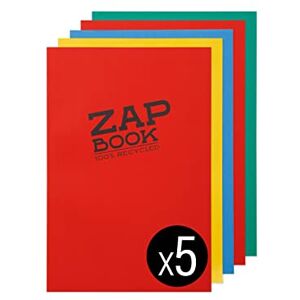 Clairefontaine 3354C Carnet Encollé Zap Book 160 Feuilles Papier Croquis 100% Recyclé A4 21x29,7 cm 80g Couleurs de Couverture ass Aléatoires Paquet de 5 carnets Clairefontaine 3354C Carnet Encollé Zap Book 160 Feuilles Papier Croquis 100% Recyclé A4 21x29,7 cm 80g Couleurs de Couverture ass Aléatoires Paquet de 5 carnets