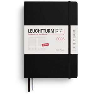 LEUCHTTURM1917 372772 Daily Planner Medium (A5) 2026, 12 Months, Black, English LEUCHTTURM1917 372772 Daily Planner Medium (A5) 2026, 12 Months, Black, English